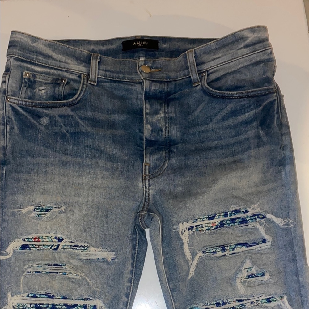 Amiri Distressed Blue Jeans for Men